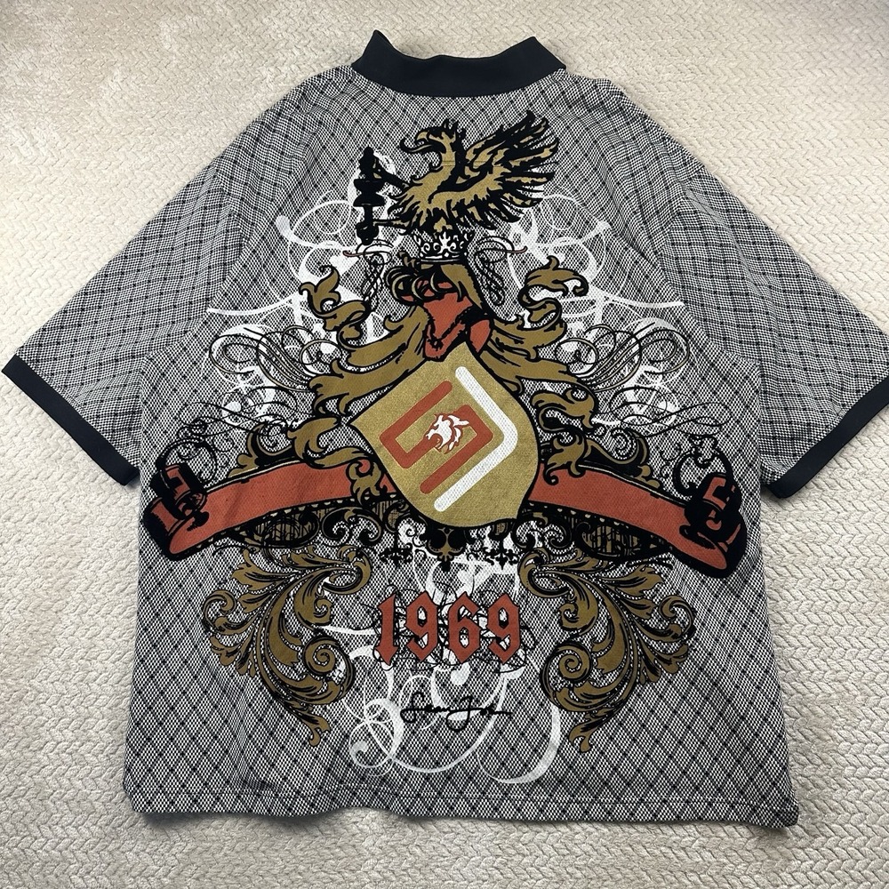 AOP Sean John 1969 Crest Polo Men's 4XLT Street wear 90's Y2K Baggy Hip Hop